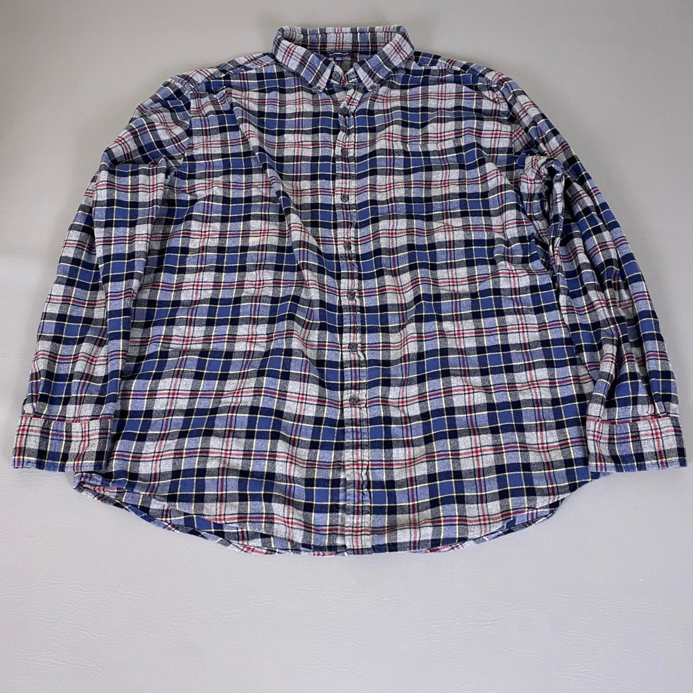 Croft & Barrow Flannel Button Down Shirt Men's Size XXL Blue Plaid Long Sleeve